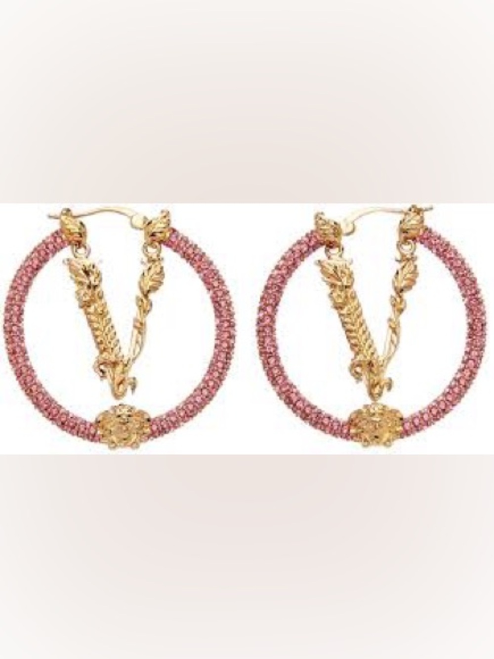 Versace Gold Crystal Virtus Hoop Earrings